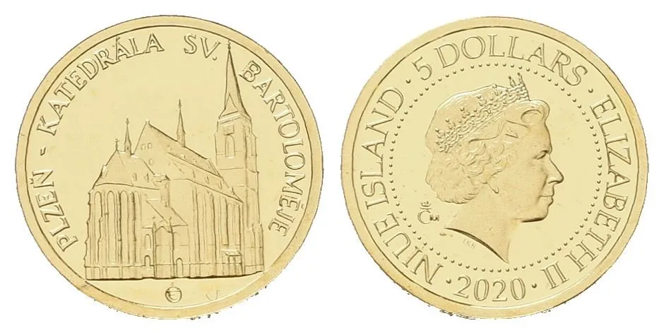 Zlatá mince Plzeň - dobová pohlednice
