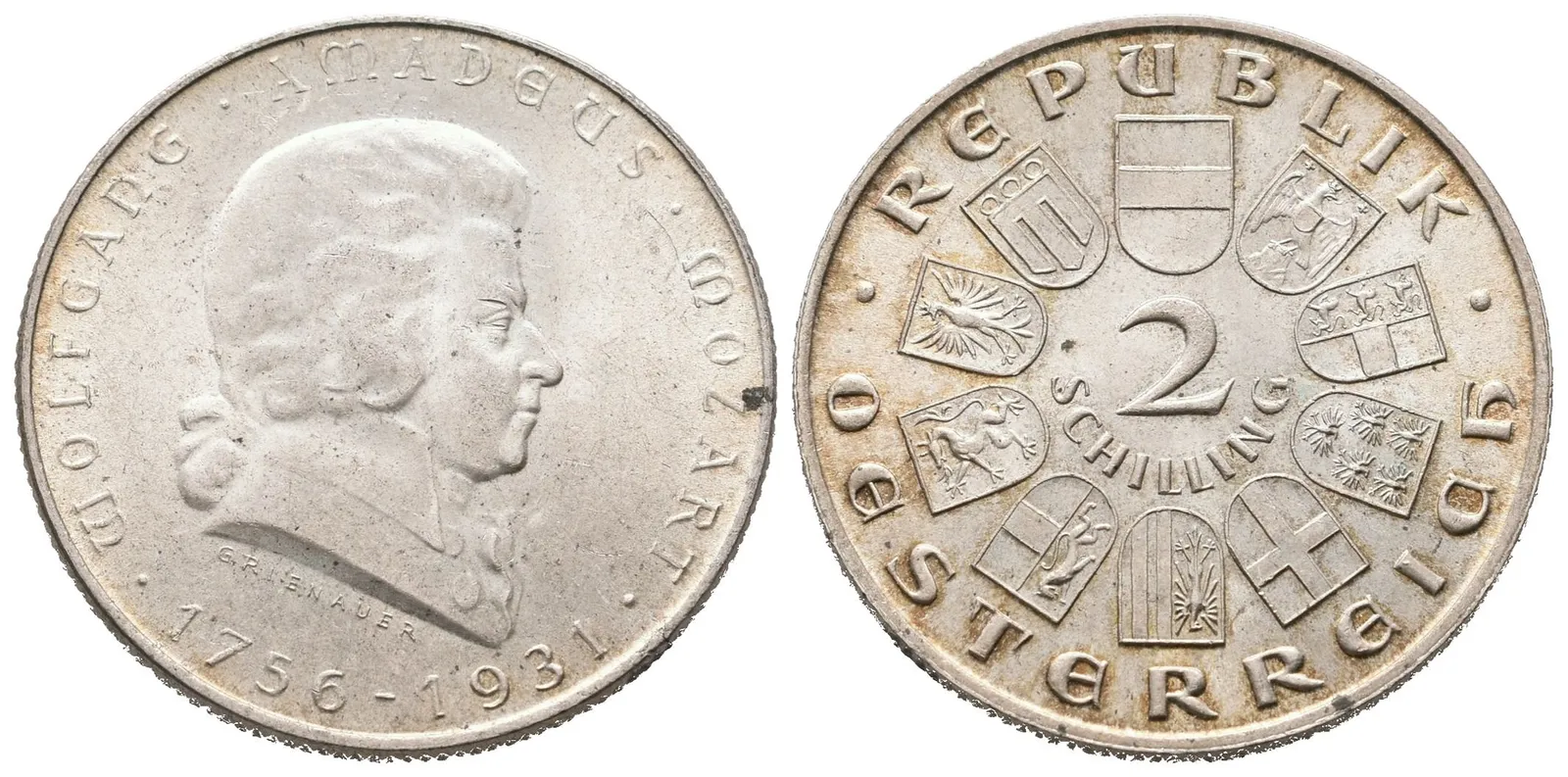 Rakousko, 2 Schilling 1931 - Mozart