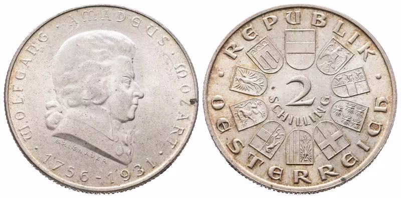 Rakousko, 2 Schilling 1931 - Mozart