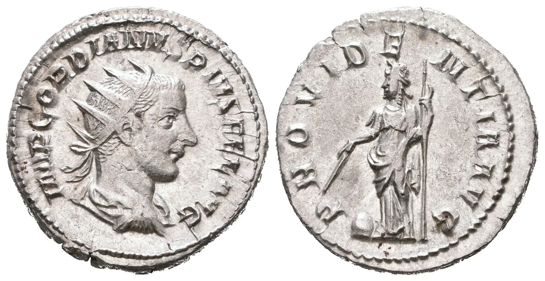 Antoninian, 243 - 244, Rv: PROVIDENTIA AVG, stojící Providentia zleva drží hůlku — 1
