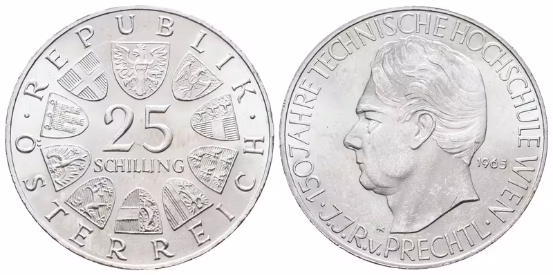 Rakousko, 25 Schilling 1965 - Technické učení Vídeň