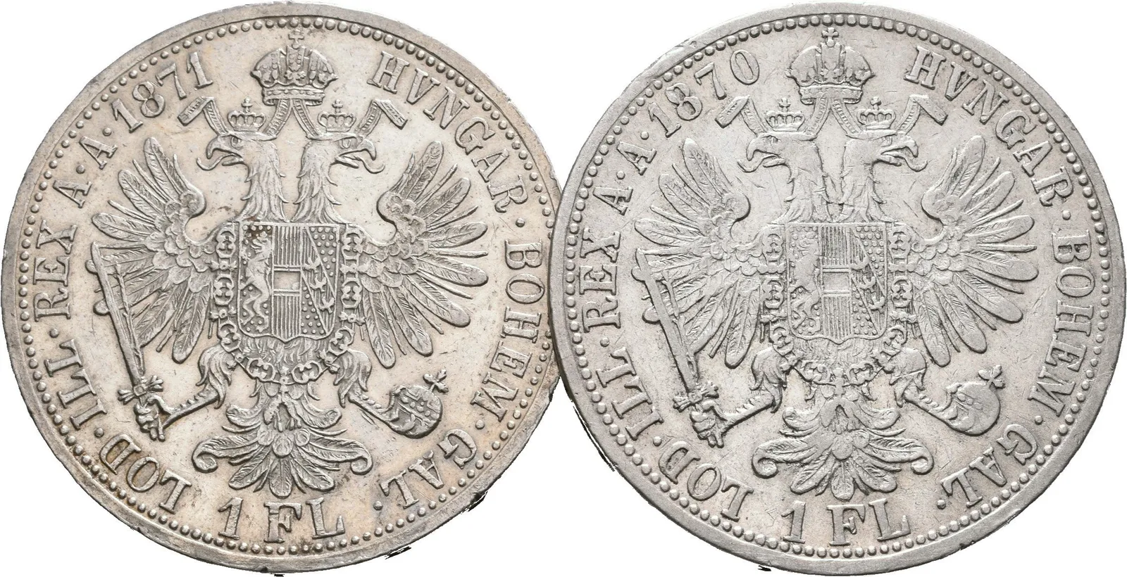 Zlatník 1870 A, patina, rysky + Zlatník 1871 A, rysky a drobné hranky, — 1