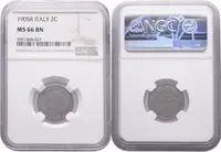 Itálie, 2 Centesimi 1905 R, NGC MS 66 BN