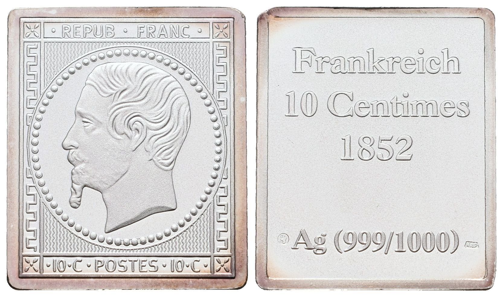 Stříbrná známka - Napoleon 1852 - 10 centimů - Ag 7 g - 999/1000