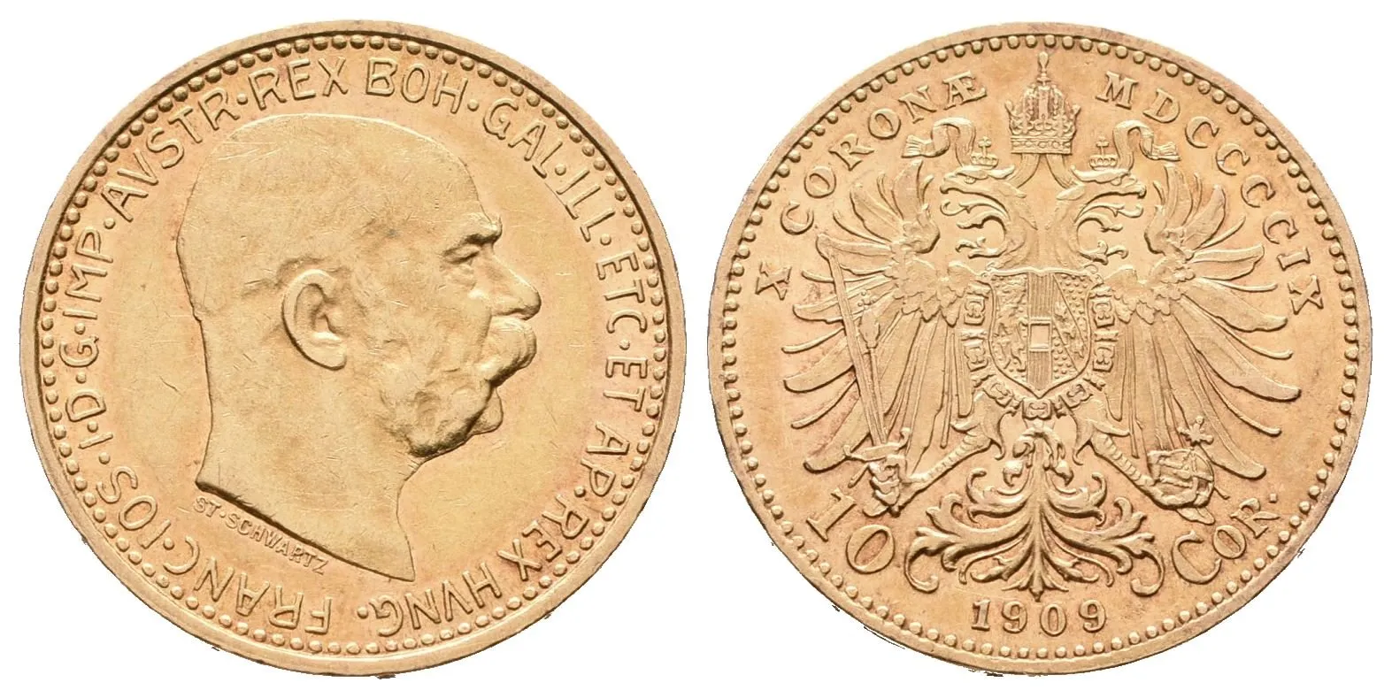 10 Koruna 1909, typ Schwartz
