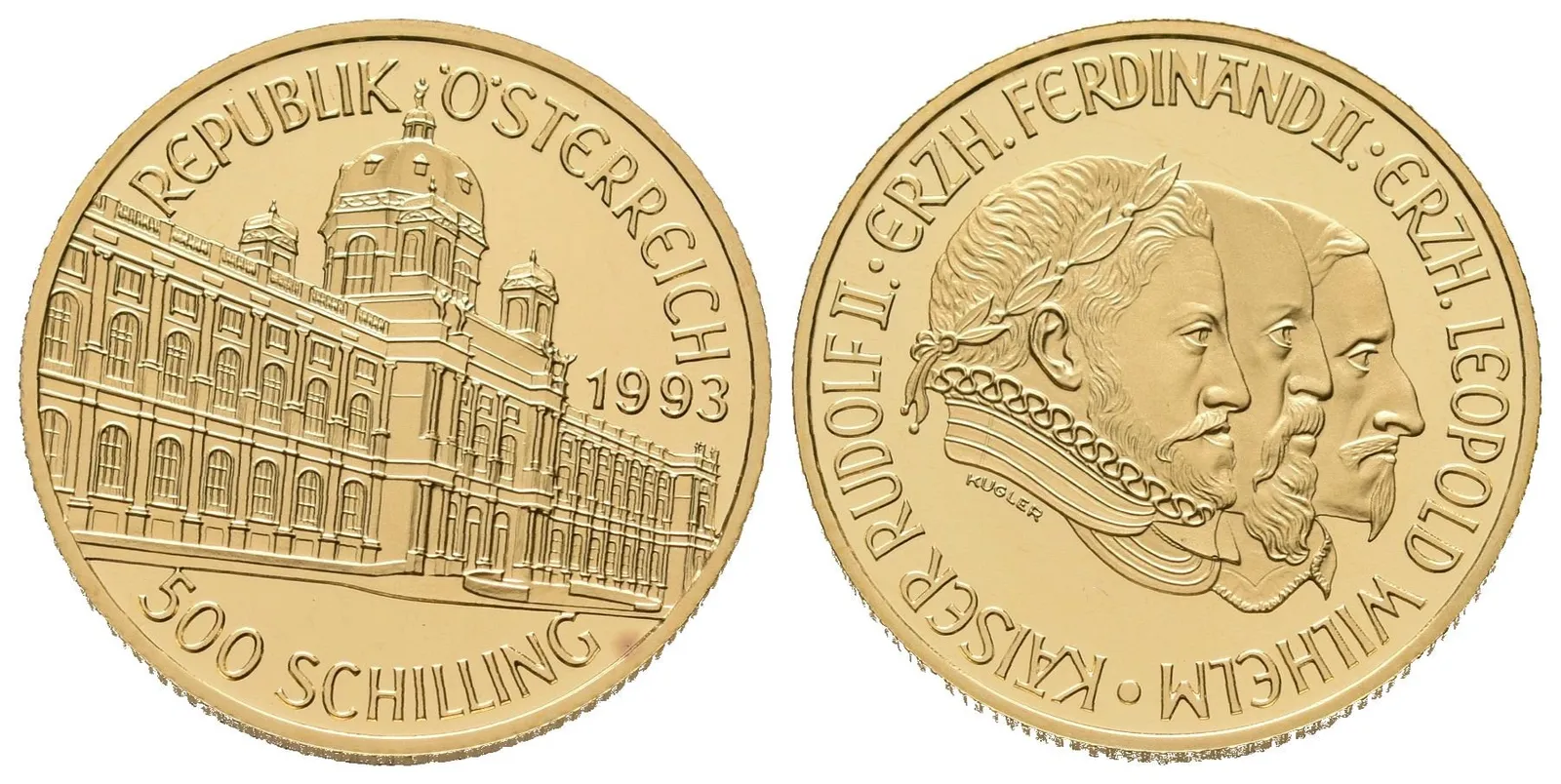 Rakousko, 500 Schilling 1993 - Císař Rudolf II.
