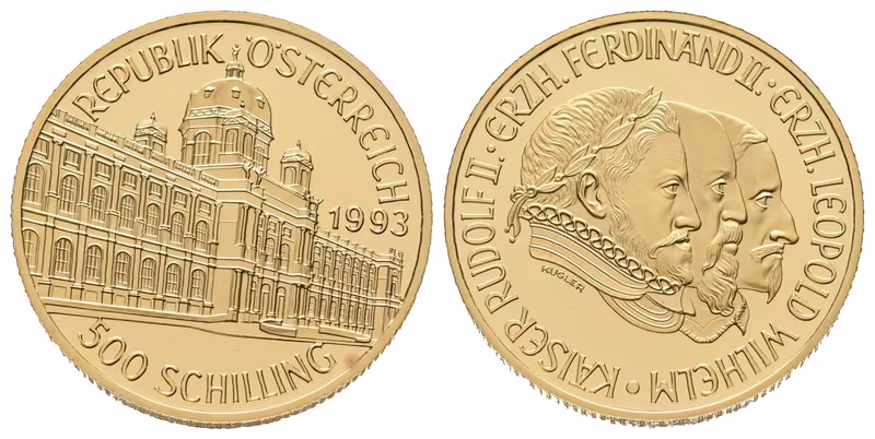 Rakousko, 500 Schilling 1993 - Císař Rudolf II.