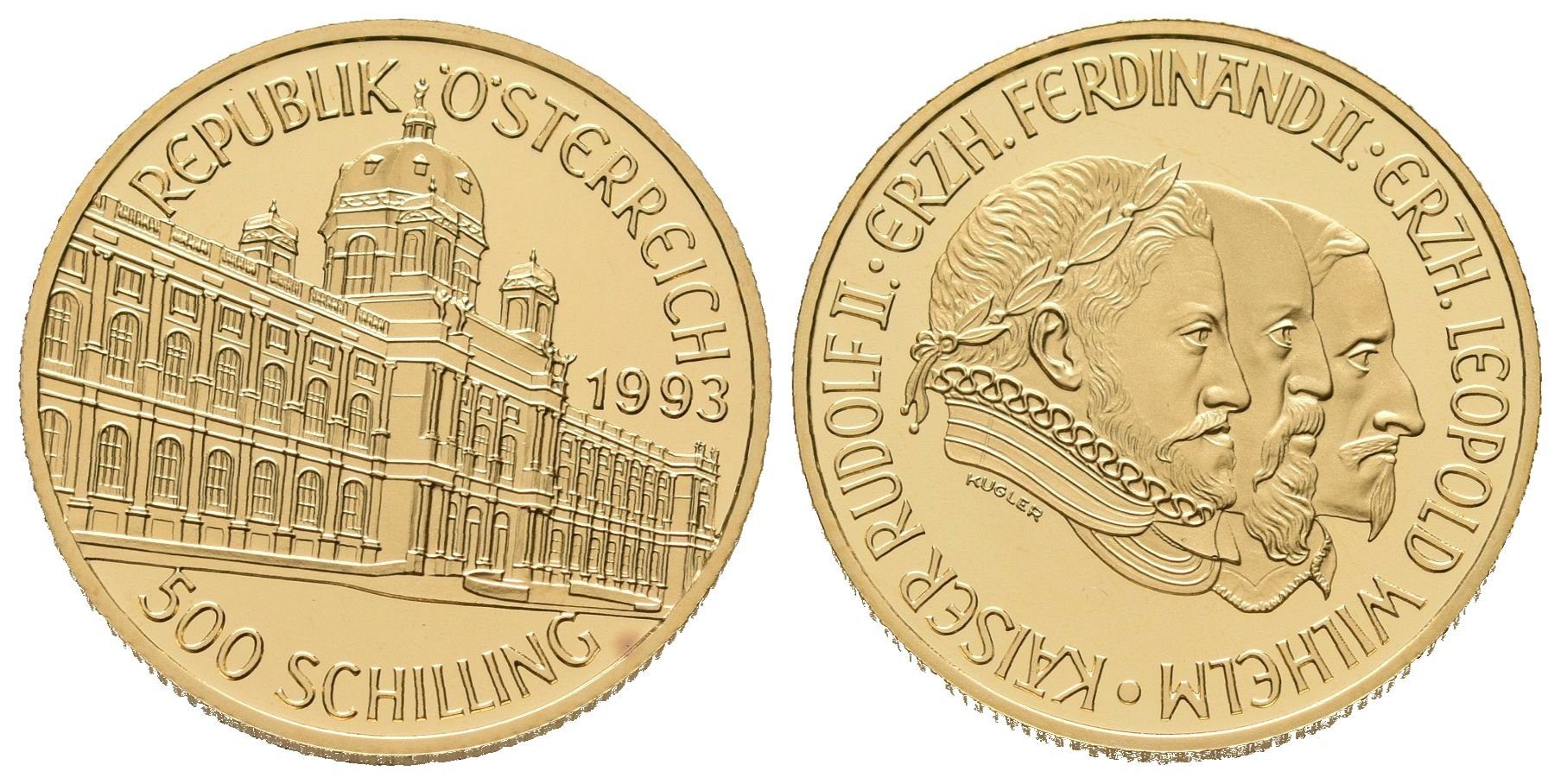 Rakousko, 500 Schilling 1993 - Císař Rudolf II.