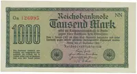 Německo, 1000 Mark 1922, vod. Wellen, 6-místné číslo, Ro.75q