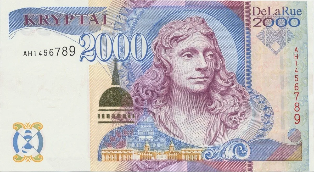 Velká Británie, KRYPTAL „Millenium 2000", DE LA RUE - testovací bankovka, typ 3