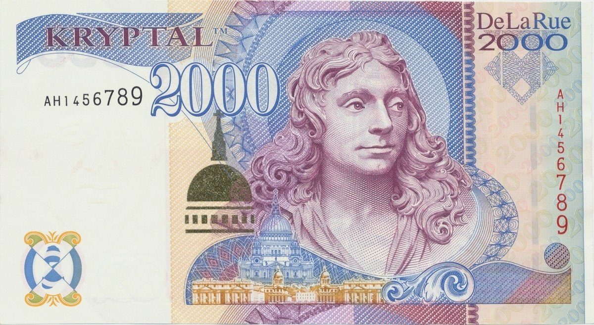Velká Británie, KRYPTAL „Millenium 2000", DE LA RUE - testovací bankovka, typ 3