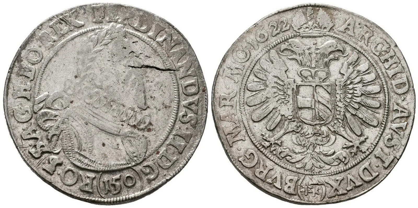 Ferdinand II., Tolar (150 Krejcar) 1622, Praha
