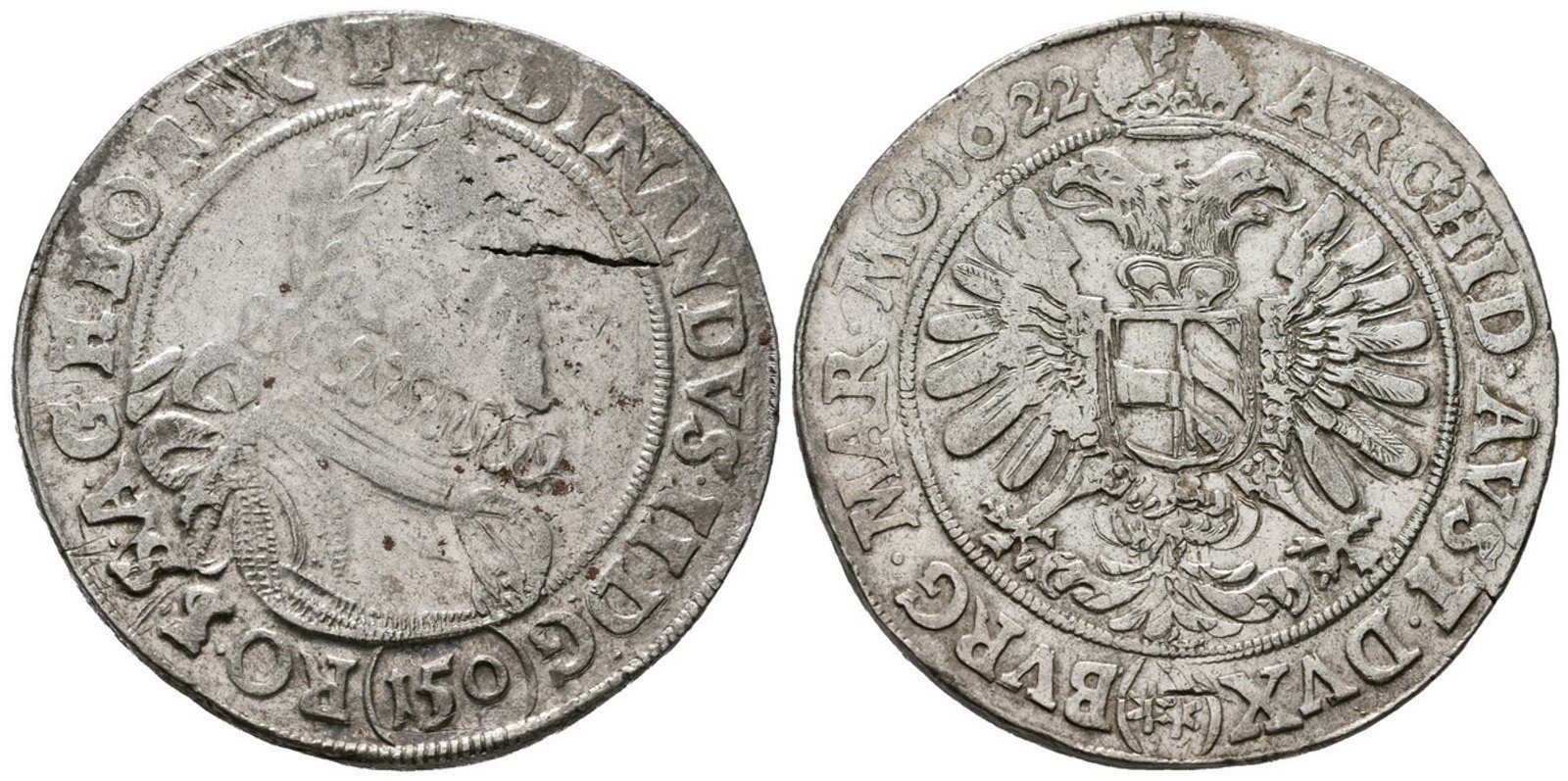 Ferdinand II., Tolar (150 Krejcar) 1622, Praha