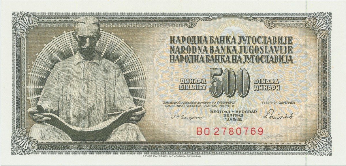 Jugoslávie, 500 Dinara 1986, P.91c