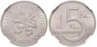 5 Koruna 1927, etue NGC, hodnocení MS 62, luxusní zachovalost_R! — 1
