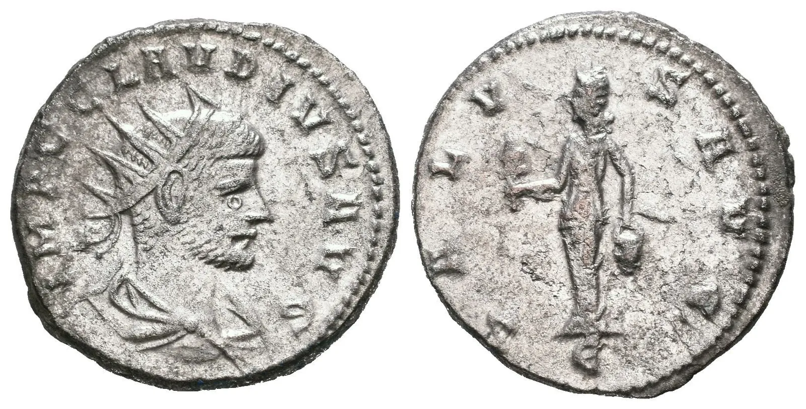 AE Antoninian, Antiochia, Rv: SALVS AVG, Isis Faria stojící zleva drží sistrum — 1
