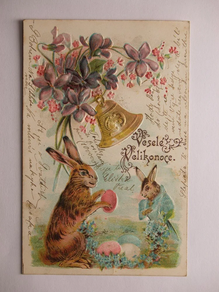 Přání - Velikonoce, Zajíci, vajíčka, zvoneček — 1