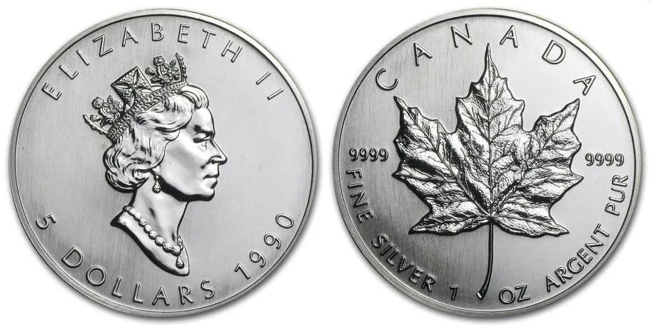 Kanada, 5 Dollars 1990 - Maple Leaf