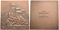 AE Plaketa b.l. - Hrad Karlštejn. Pat. bronz 71,5 x 68,5 mm, etue — 1