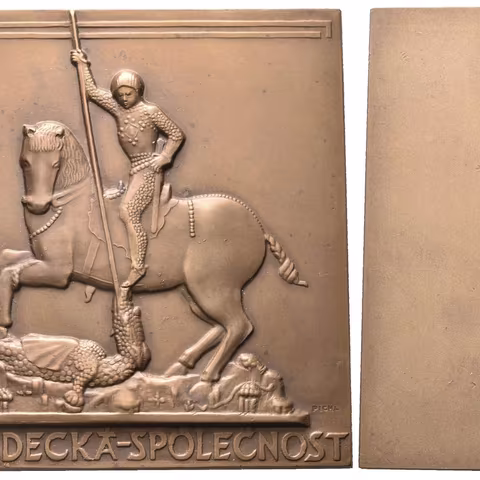 AE Plaketa b.l. (Pichl Praha) - Československá jezdecká společnost. Bronz 60 mm,