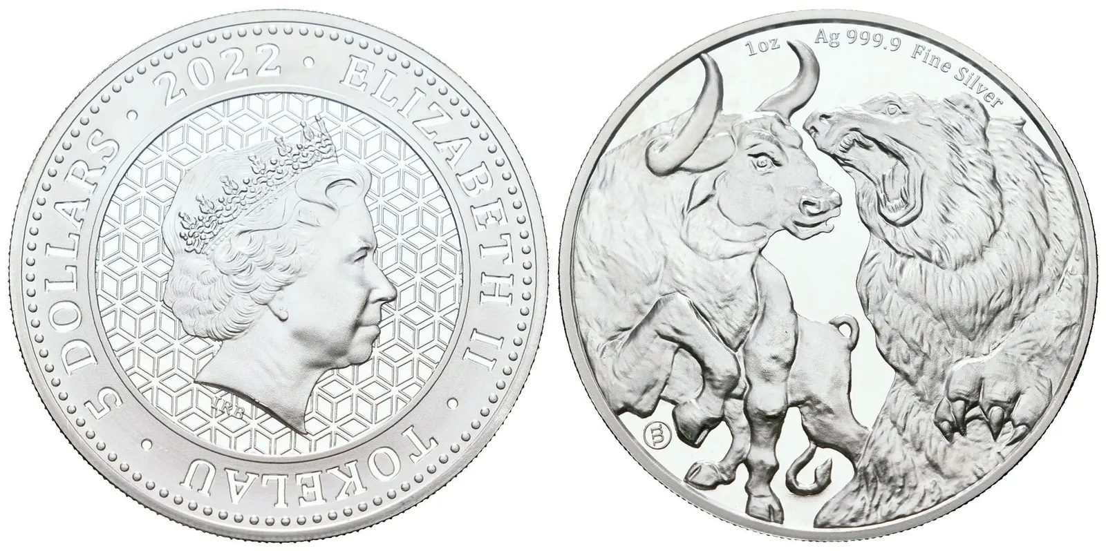 Tokelau, 5 Dollars 2022 - 1 Oz (Bull and Bear)