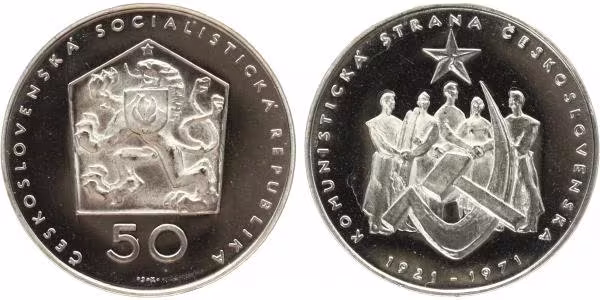 50 Kčs 1971 - 50. výročí založení KSČ, PROOF