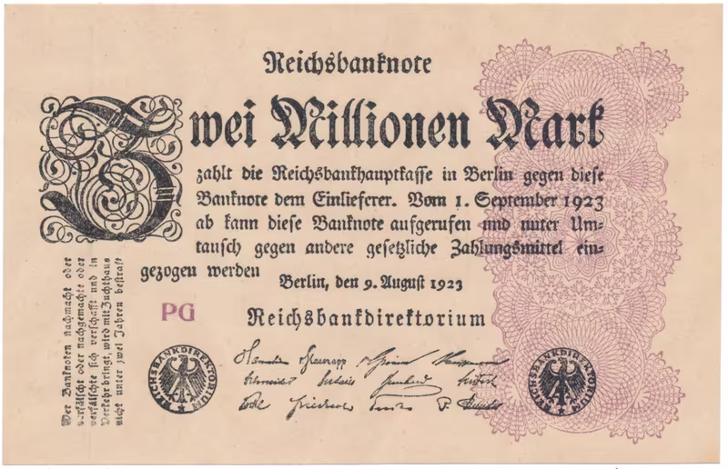 Německo, 2 Millionen Mark 1923, Ro.103a