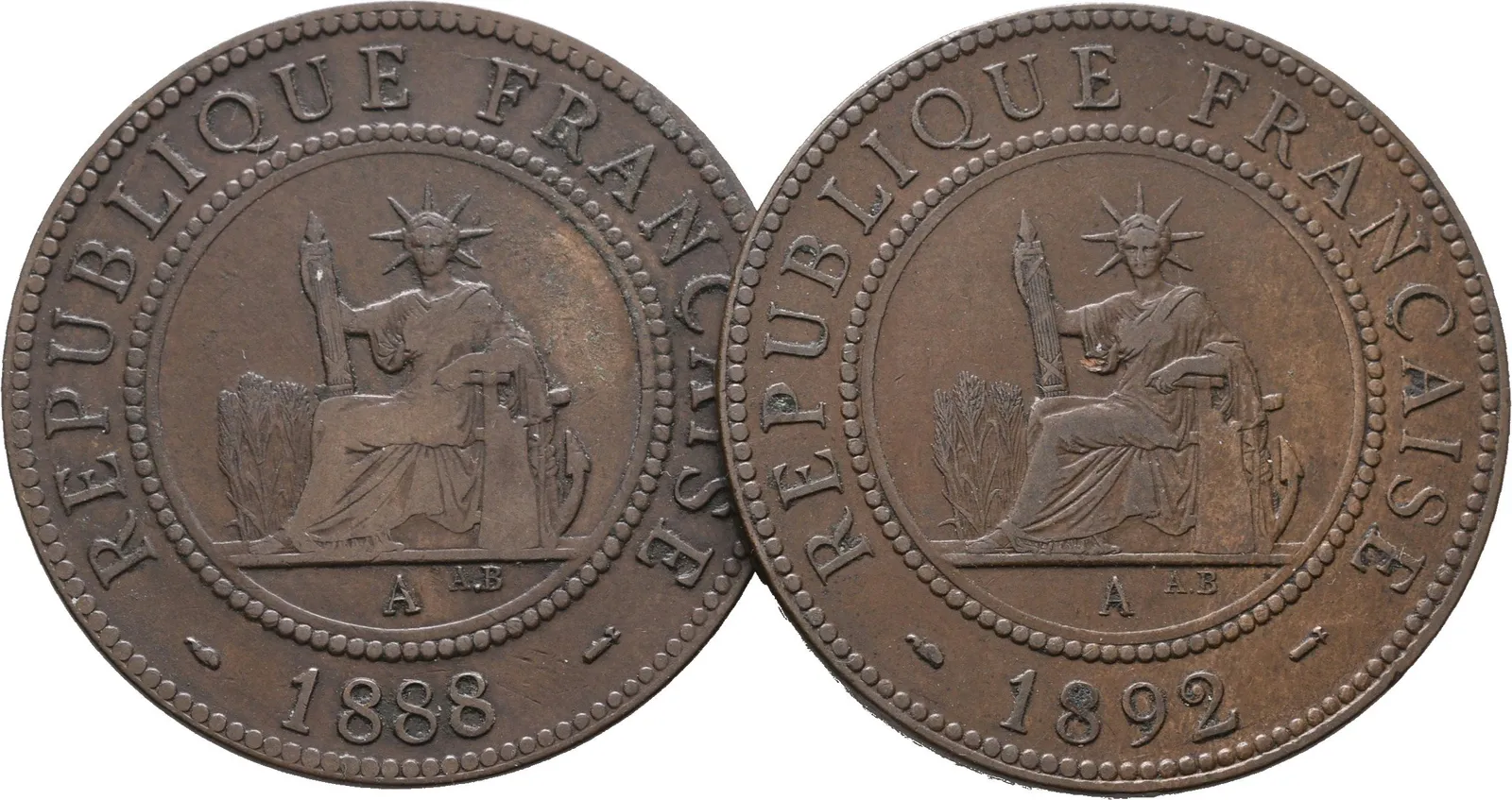 Francouzská Indočína, 1 Cent 1888 a 1892 A