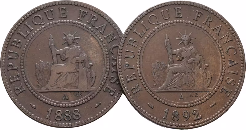 Francouzská Indočína, 1 Cent 1888 a 1892 A