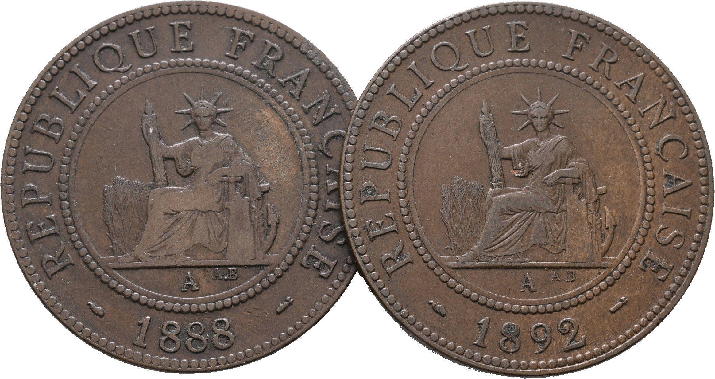 Francouzská Indočína, 1 Cent 1888 a 1892 A