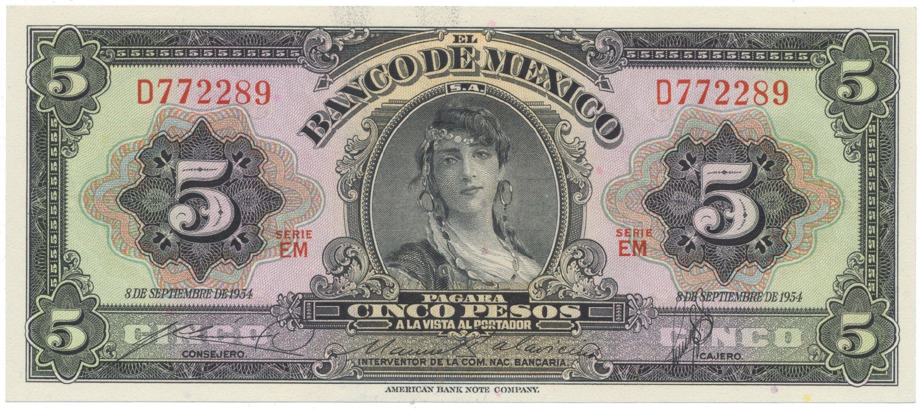 Mexiko, 5 Pesos 1954, P.57c