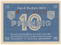 Německo - francouzská okupační zóna, Baden, 10 Pfennig 1947, Ros.209d