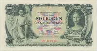 Československo, 100 Koruna 1931, perf. 1x SPECIMEN, Hej.25b2.S1