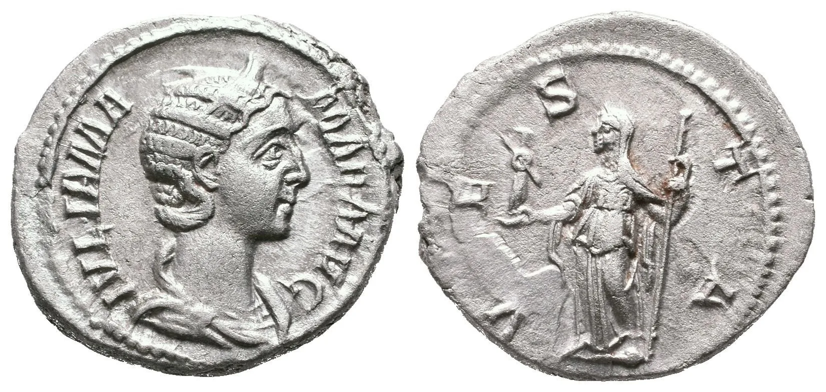 Denár, Rv: VESTA, stojící Vesta zleva drží palladium a žezlo, RIC.360 (Alex. Severus), — 1