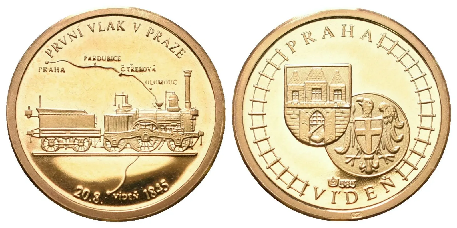 Medaile b.l. - Příjezd vlaku do Prahy