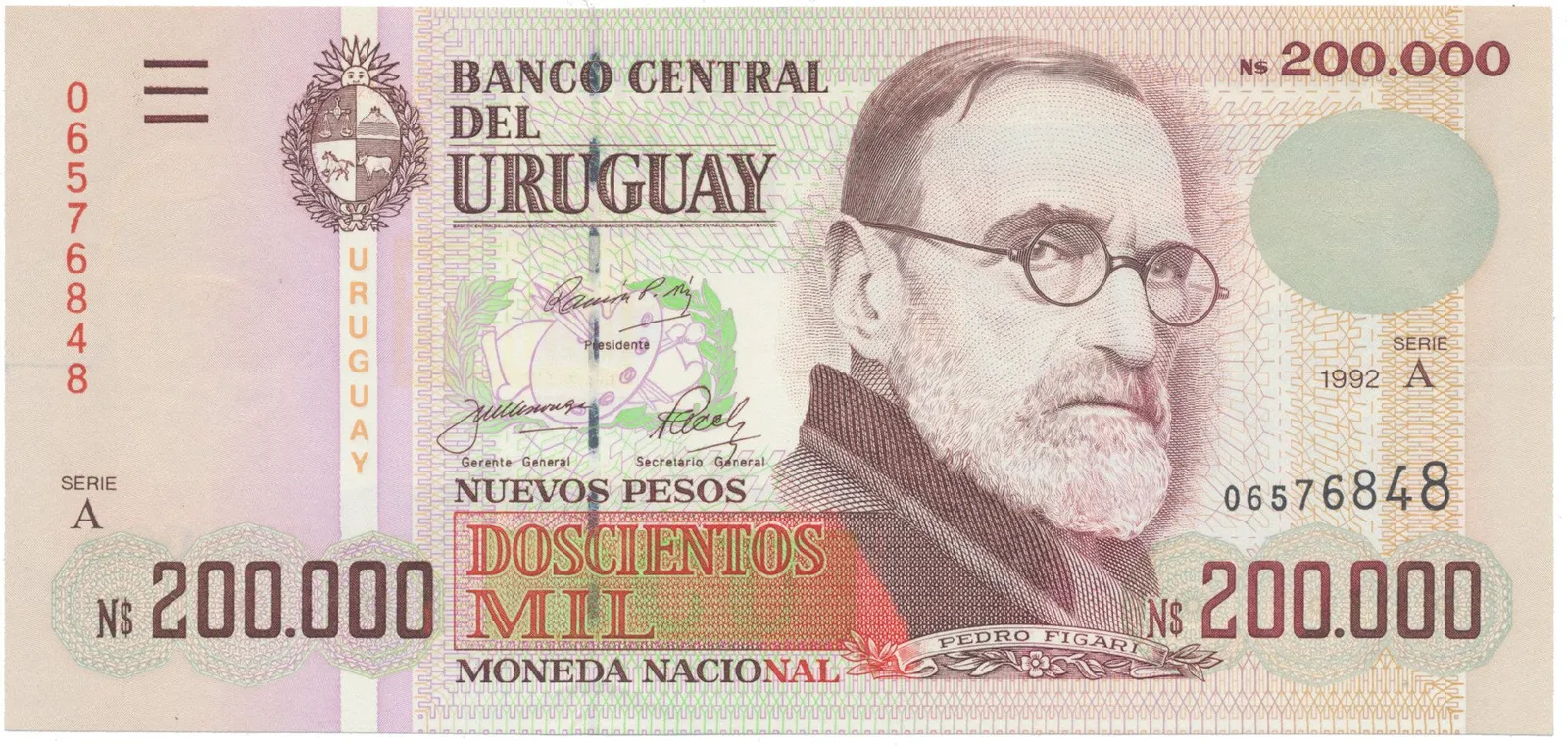 Uruguay, 200.000 Nuevos Pesos 1992, P.72