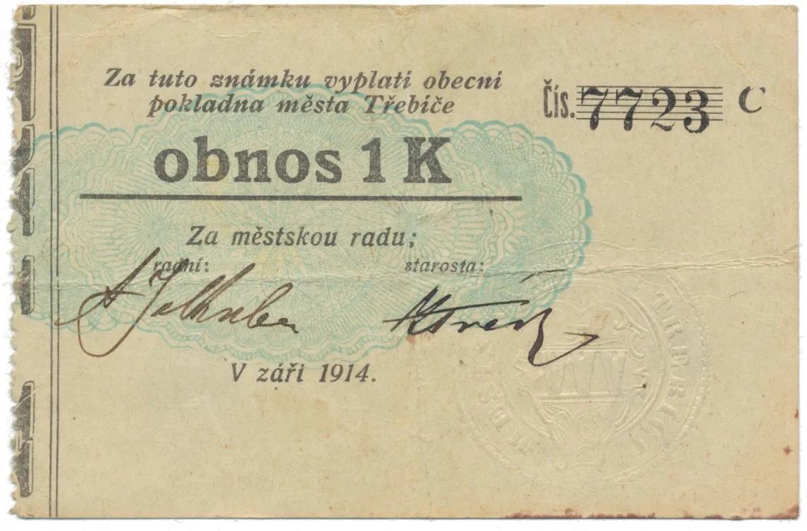 Třebíč - město, 1 K září 1914, silnější K, HH.223.5.10o1