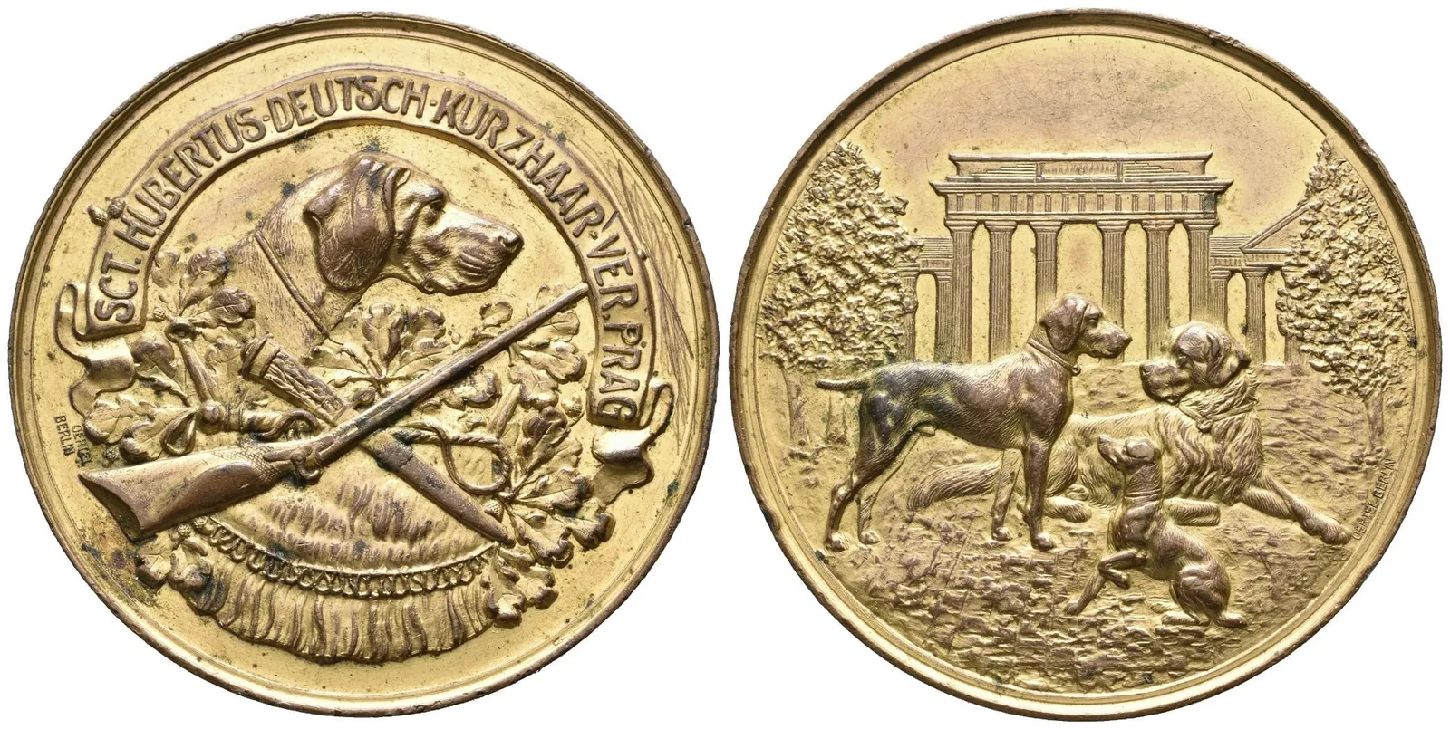 AE Medaile b.l. (Oertel Berlin) - Záslužná medaile spolku sv. Hubertus chovatelů Německých ohařů. — 1