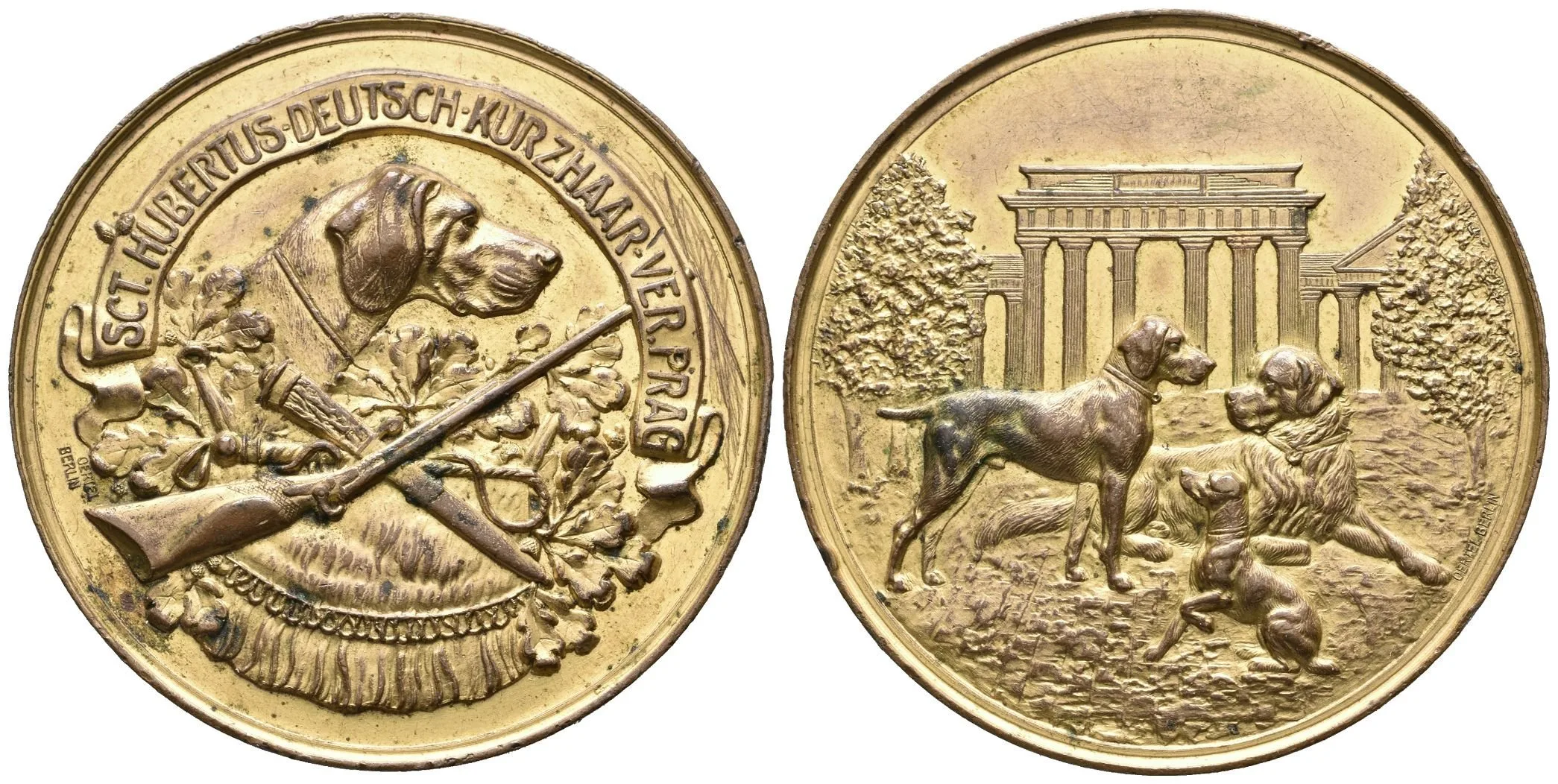 AE Medaile b.l. (Oertel Berlin) - Záslužná medaile spolku sv. Hubertus chovatelů Německých ohařů. — 1