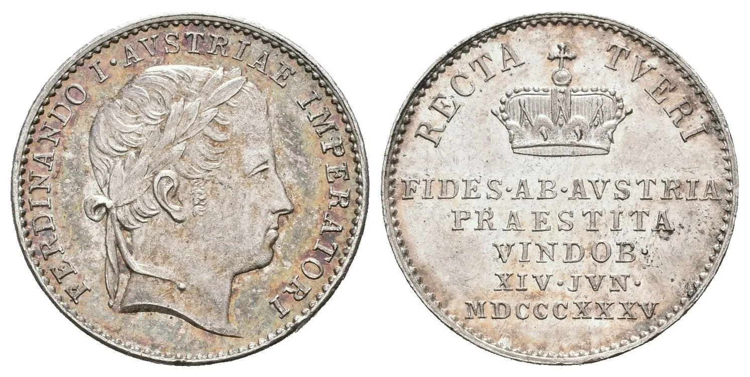AR Malý žeton 1835 - K holdování ve Vídni 14. 6. 1835. Hlava zprava, opis / — 1