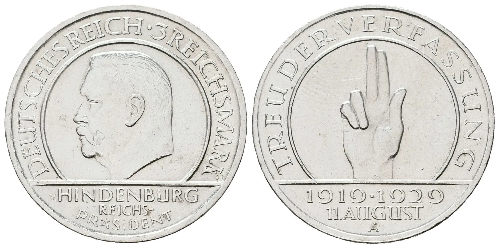 Výmar, 3 Marka 1929 A - Přísaha