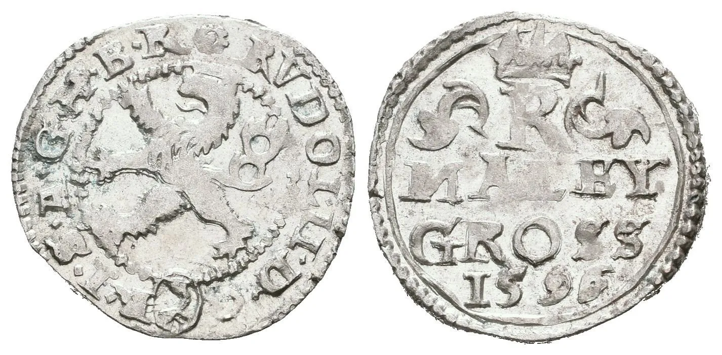 Malý groš 1596, Kutná Hora-Herold, HN.8 (opis 7a), krásná zachovalost, lesk, patina, — 1