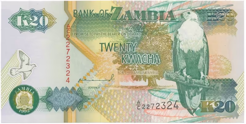 Zambie, 20 Kwacha 1992, P.36a