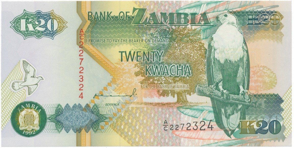 Zambie, 20 Kwacha 1992, P.36a