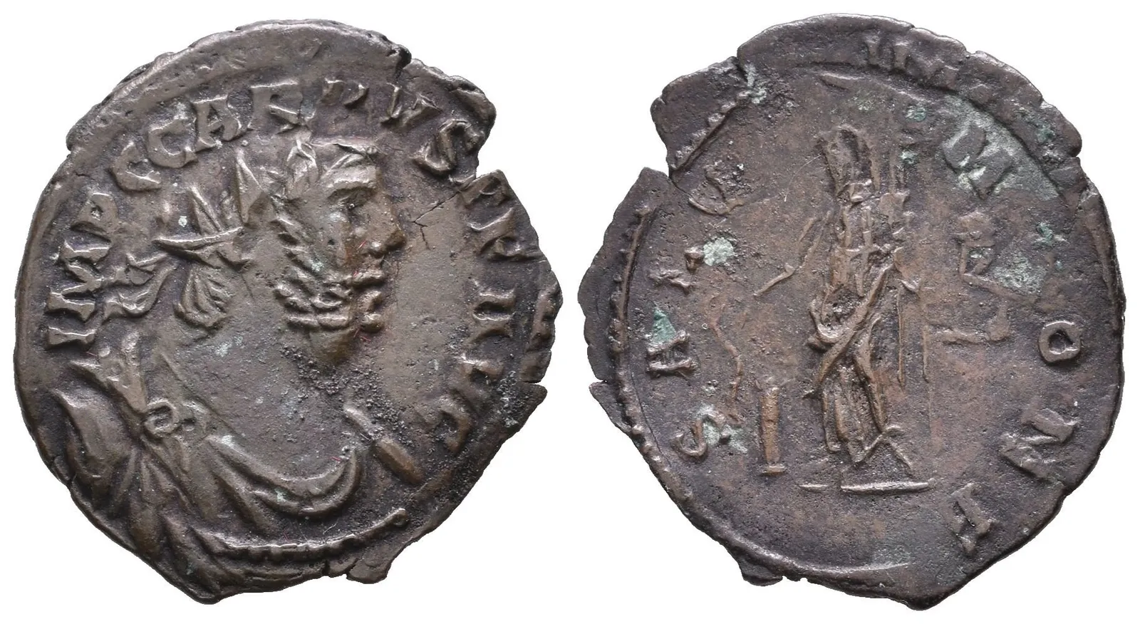 Antoninian, Londinium, Rv: SALV MONE(T), stojící Moneta(?) drží roh hojnosti, — 1