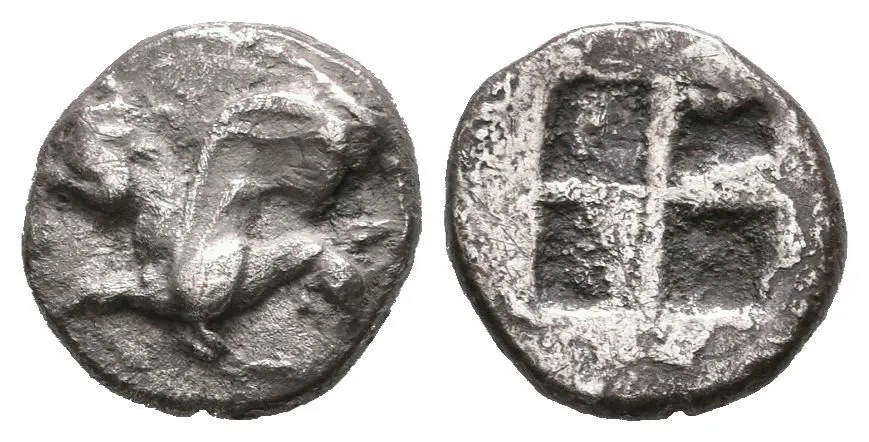 1/8 Statér, 478 - 449 př. Kr., Sedící Gryf zprava / Quadratum incusum, SG.4578, — 1