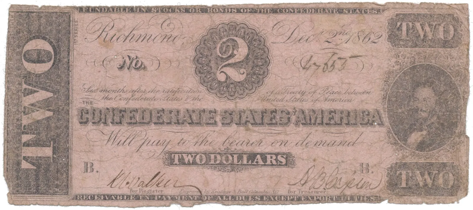 CSA, 2 Dollar 1862, P.50