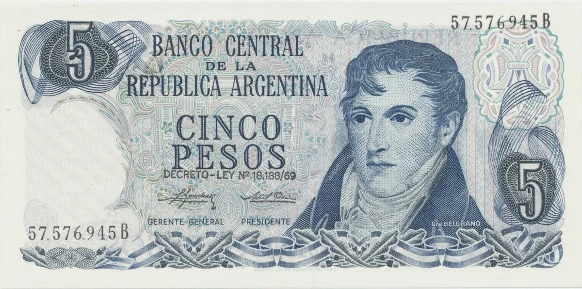 Argentina, 5 Pesos (1974~1976), P.294