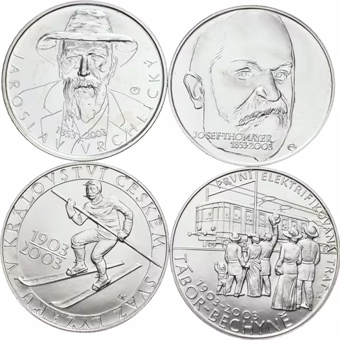 200 Kč 2003 - Jaroslav Vrchlický, Josef Thomayer, František Křižík, Svaz lyžařů v Čechách,