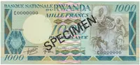 Rwanda, 1000 Francs 1981, bankovní vzor, C 0000000, P.17s